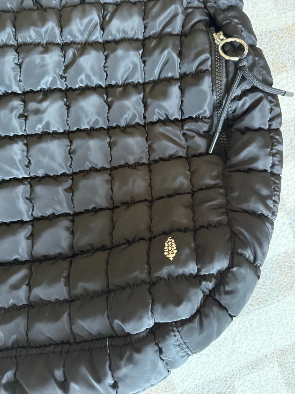 Free People Black Quilted Puffer Hobo Tote